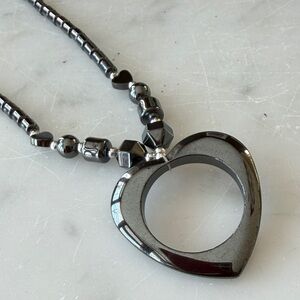 Heart Shaped Vintage Hematite Necklace Valentine’s Day